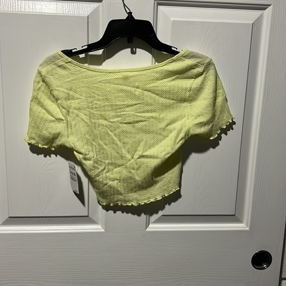 BP. Pointelle Rib Crop Henley in Green...MSRP $12 - Picture 4 of 4